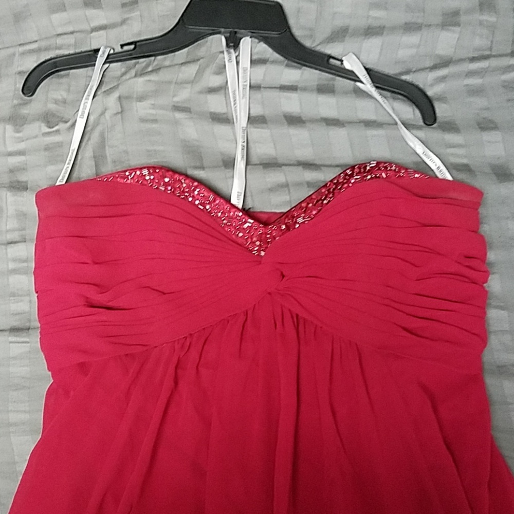 Long Apple Red Chiffon Bridesmaid Dress